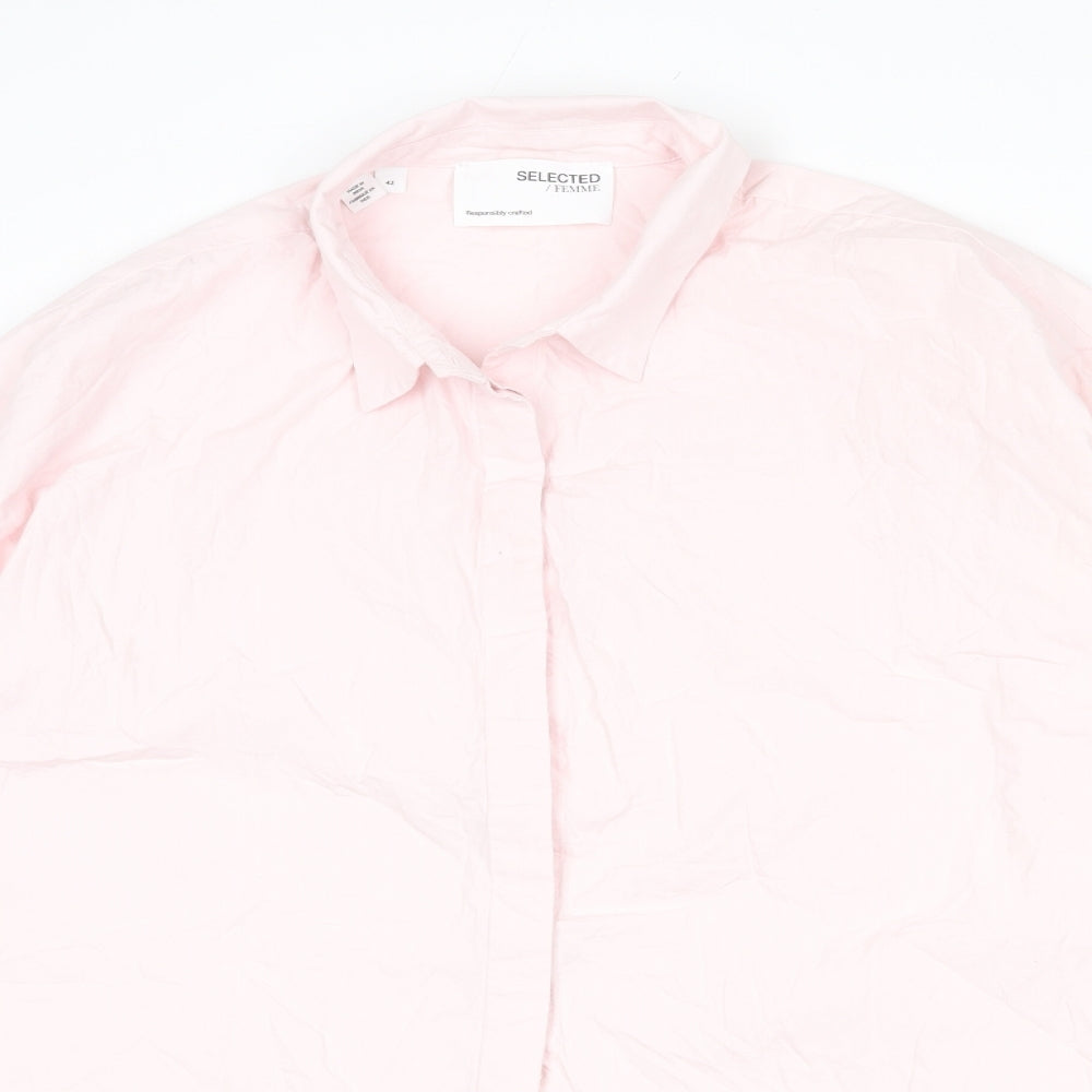 Womens UK Size 14 Selected Femme Pink Basic Button-Up