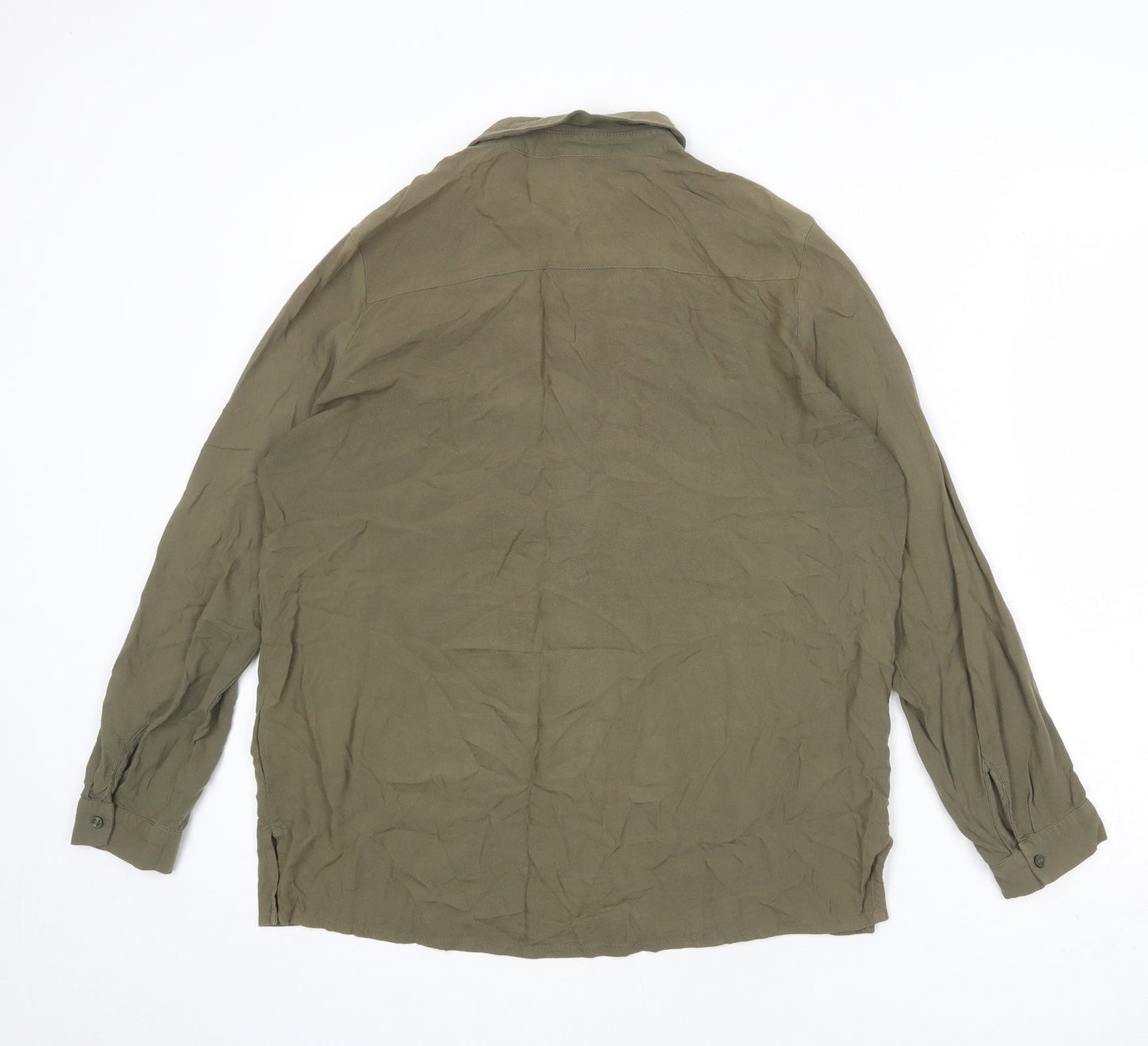 Divided by H&M Womens Green Viscose Basic Button-Up Size 12 Collared