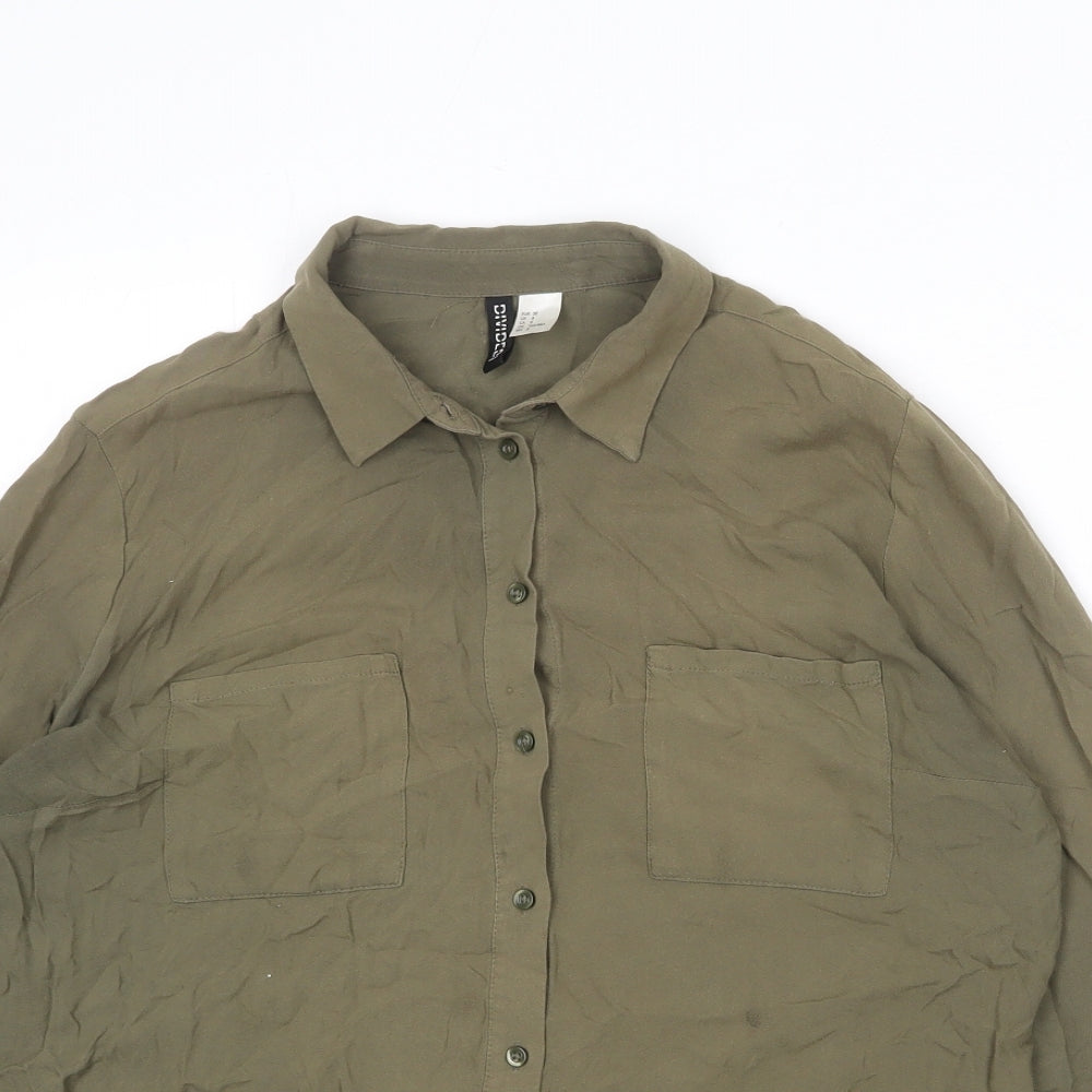 Divided by H&M Womens Green Viscose Basic Button-Up Size 12 Collared