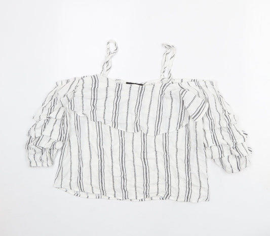 Womens UK Size 10 New Look White Basic Blouse