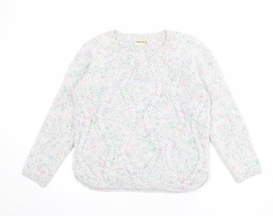 Indigo Womens Multicoloured Round Neck Acrylic Pullover Jumper Size 12