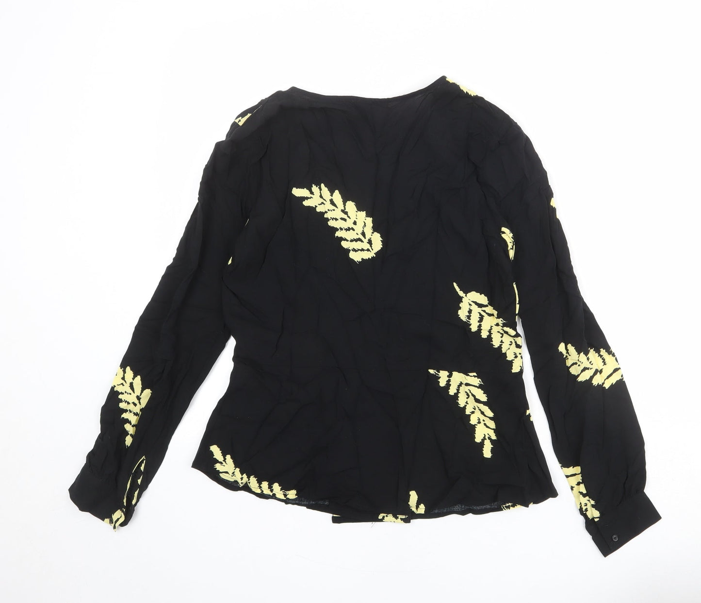 Womens UK Size 8 ICHI Black Basic Button-Up