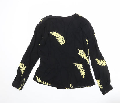Womens UK Size 8 ICHI Black Basic Button-Up
