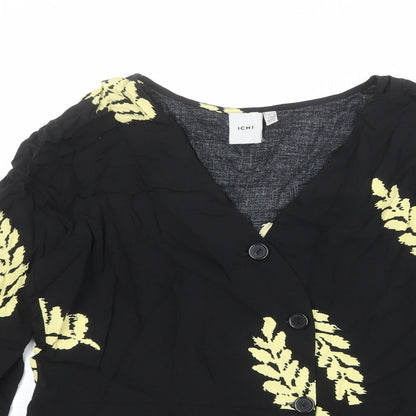 Womens UK Size 8 ICHI Black Basic Button-Up