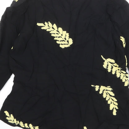 Womens UK Size 8 ICHI Black Basic Button-Up