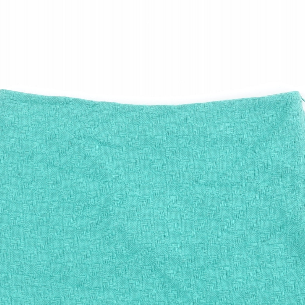 Marks and Spencer Womens Green Geometric Wool A-Line Skirt Size 8 Zip