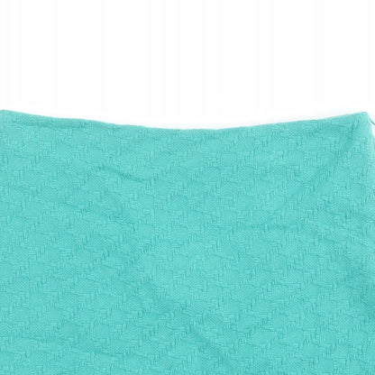 Marks and Spencer Womens Green Geometric Wool A-Line Skirt Size 8 Zip