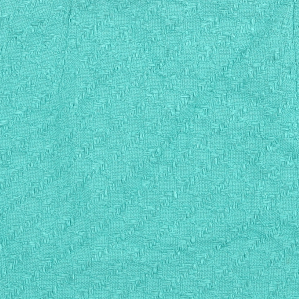 Marks and Spencer Womens Green Geometric Wool A-Line Skirt Size 8 Zip