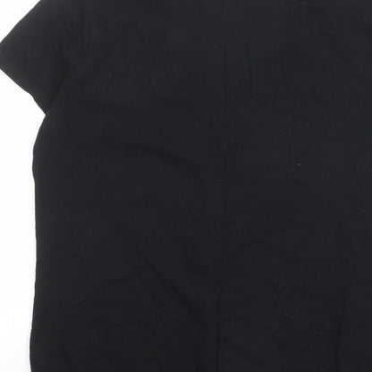 NEXT Womens Black 100% Cotton Basic T-Shirt Size 12 Boat Neck