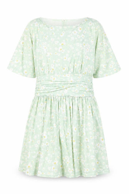 ASOS Womens Green Floral Polyester Mini Size 14 Round Neck Button