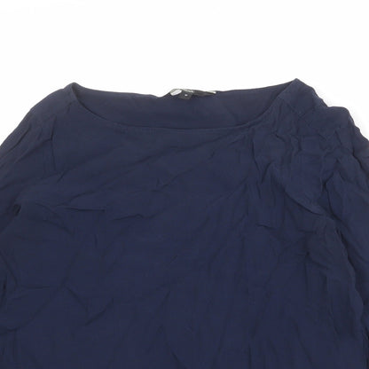 NEXT Womens Blue Viscose Basic Blouse Size 12 Boat Neck
