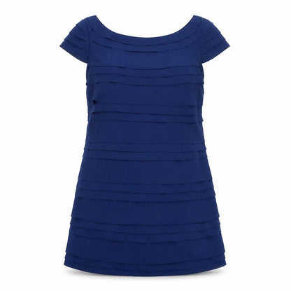 French Connection Womens Blue Polyester Shift Size 14 Boat Neck Zip