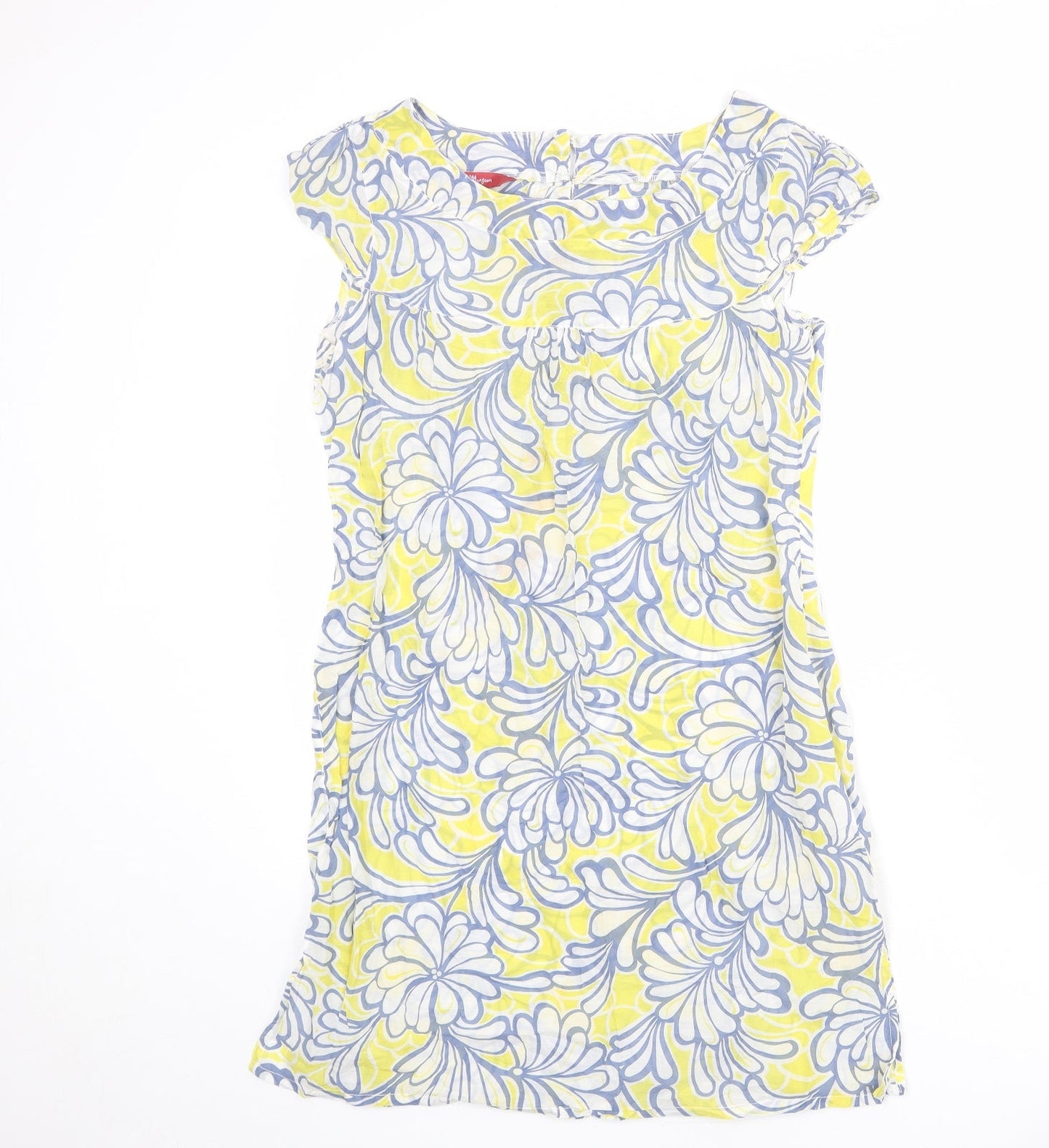 Monsoon Womens Multicoloured Floral Cotton Shift Size 12 Boat Neck Zip