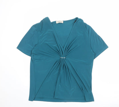 Womens UK Size L BASSINI Blue Basic Blouse
