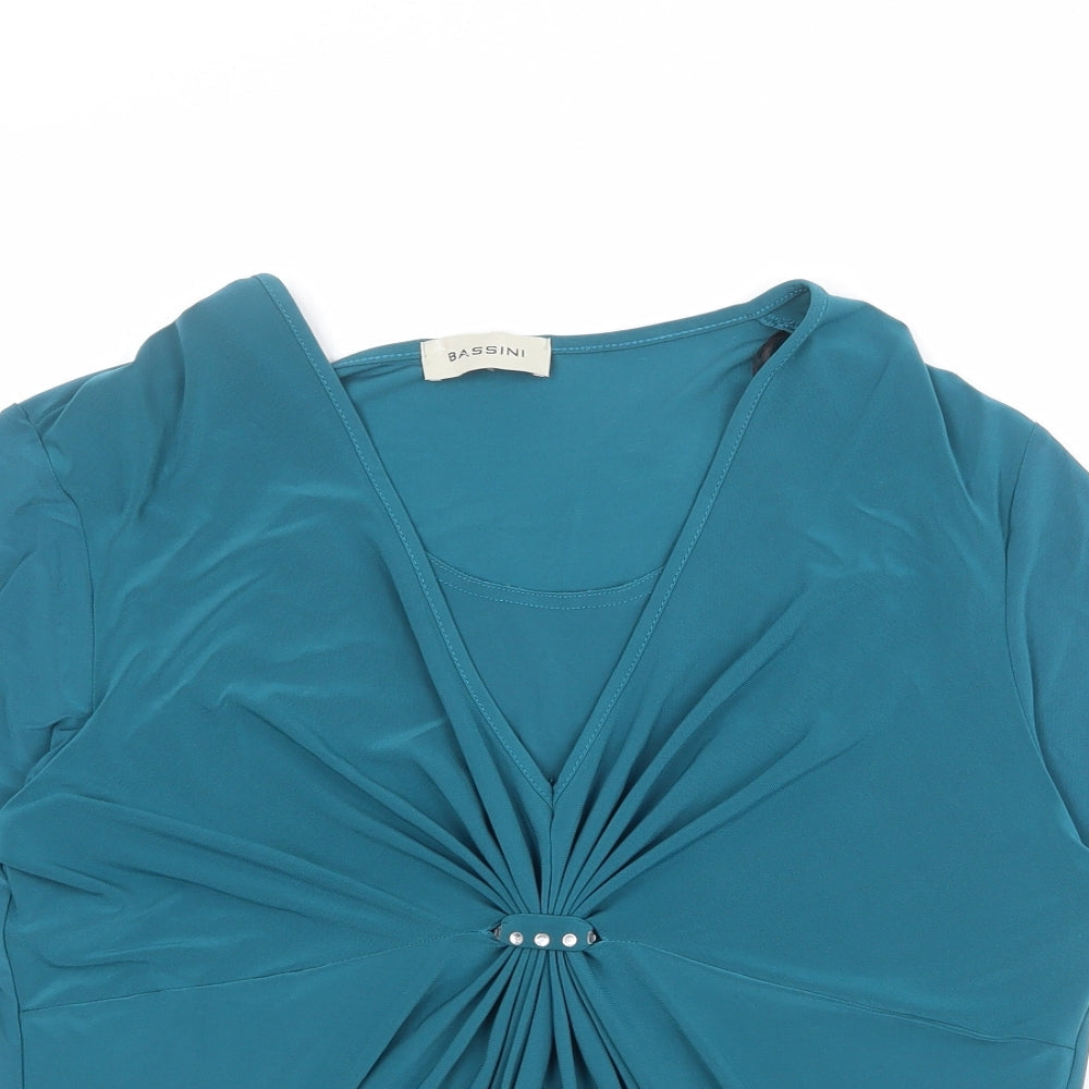 Womens UK Size L BASSINI Blue Basic Blouse