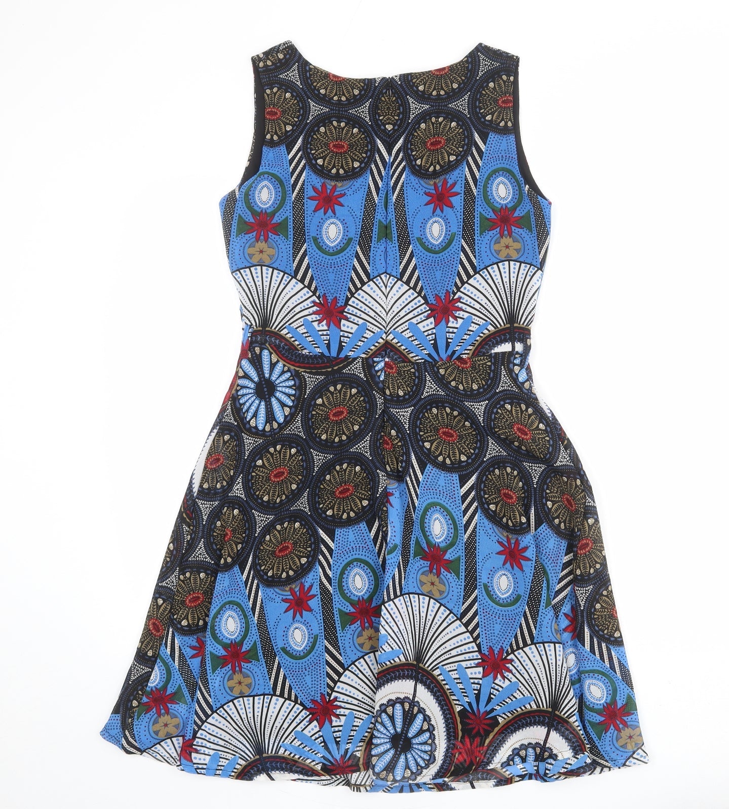 Mela London Womens Multicoloured Geometric Polyester Trapeze & Swing Size 8 Round Neck Zip