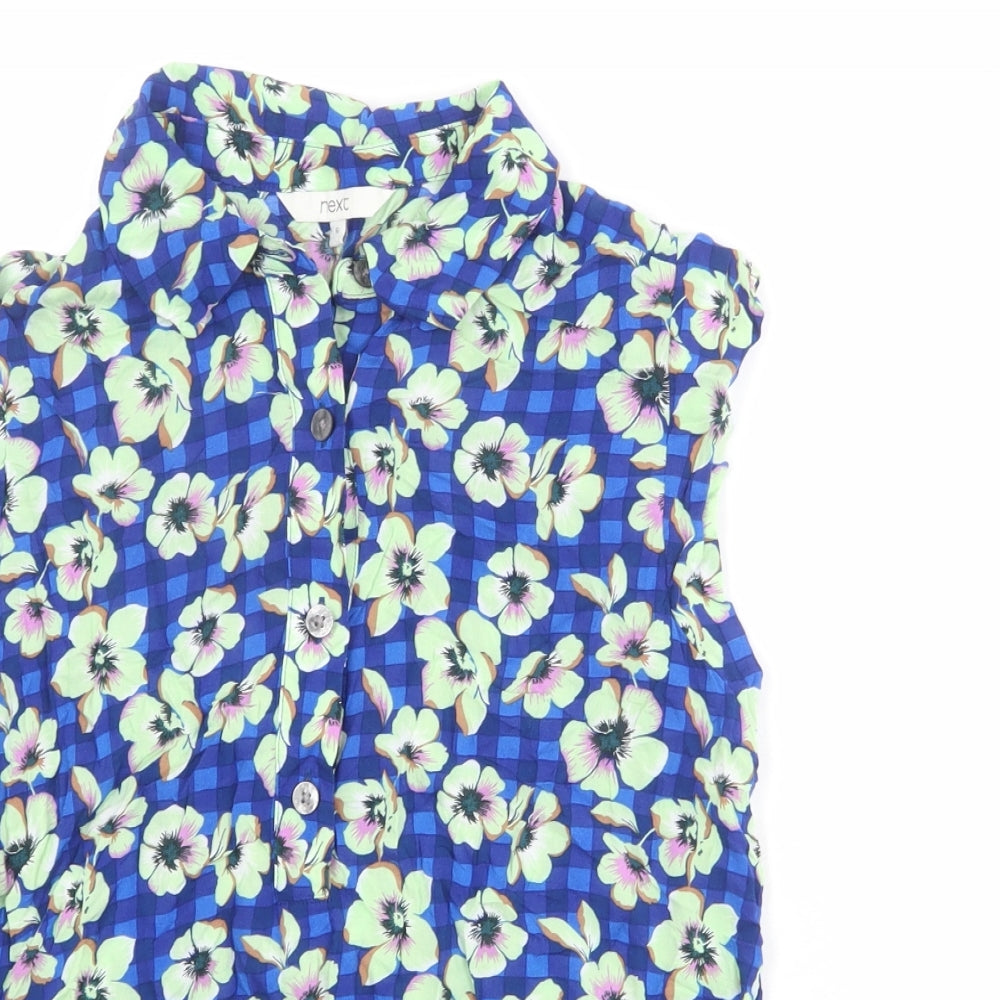 Womens UK Size 6 NEXT Blue Basic Button-Up