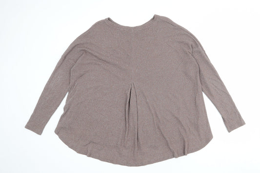 NEXT Womens Brown Round Neck Viscose Pullover Jumper Size 8