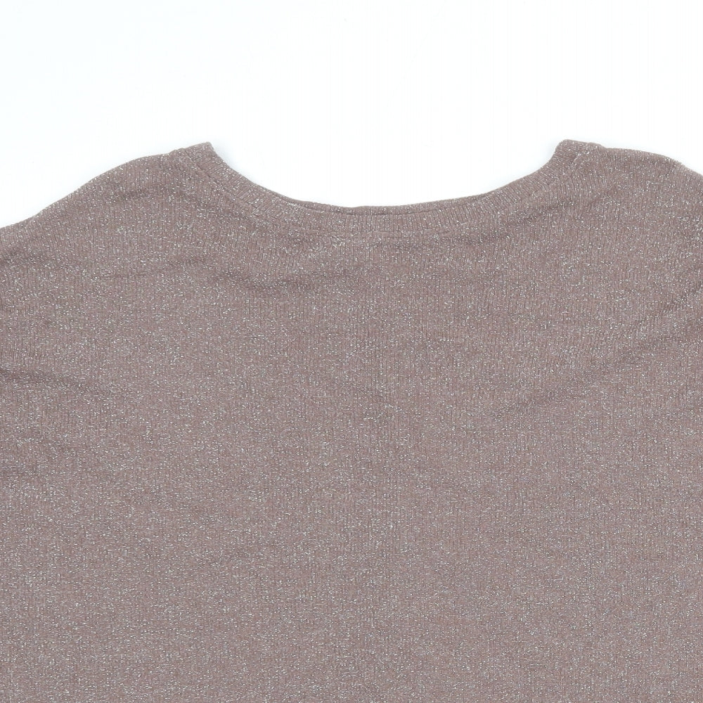NEXT Womens Brown Round Neck Viscose Pullover Jumper Size 8
