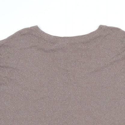 NEXT Womens Brown Round Neck Viscose Pullover Jumper Size 8