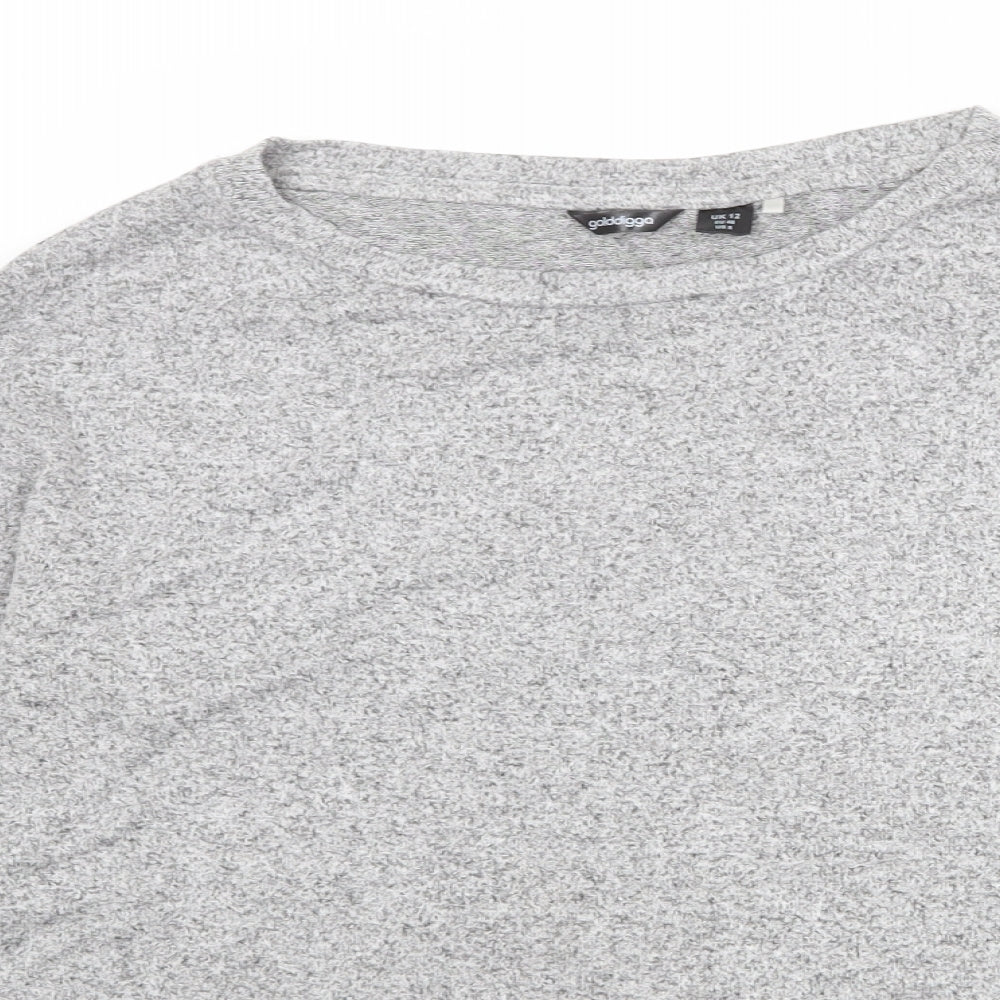 Golddigga Womens Grey Boat Neck Viscose Pullover Jumper Size 12