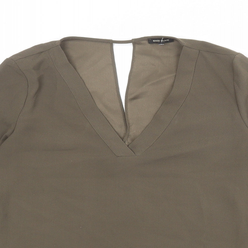 Womens UK Size 10 River Island Green Basic Blouse