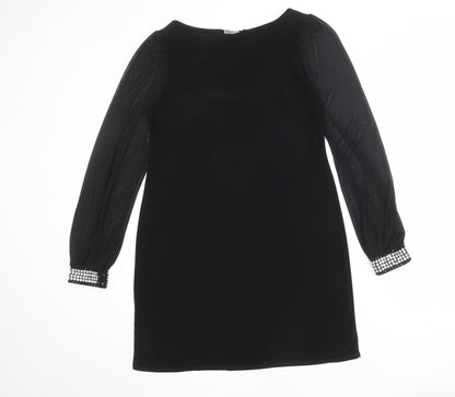 Billie & Blossom Womens Black Polyester A-Line Size 10 Boat Neck Pullover