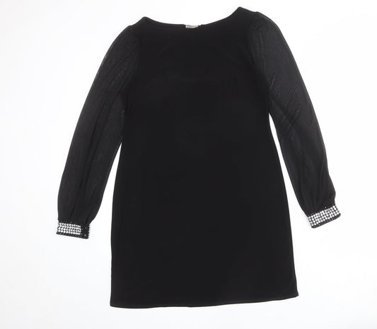 Billie & Blossom Womens Black Polyester A-Line Size 10 Boat Neck Pullover