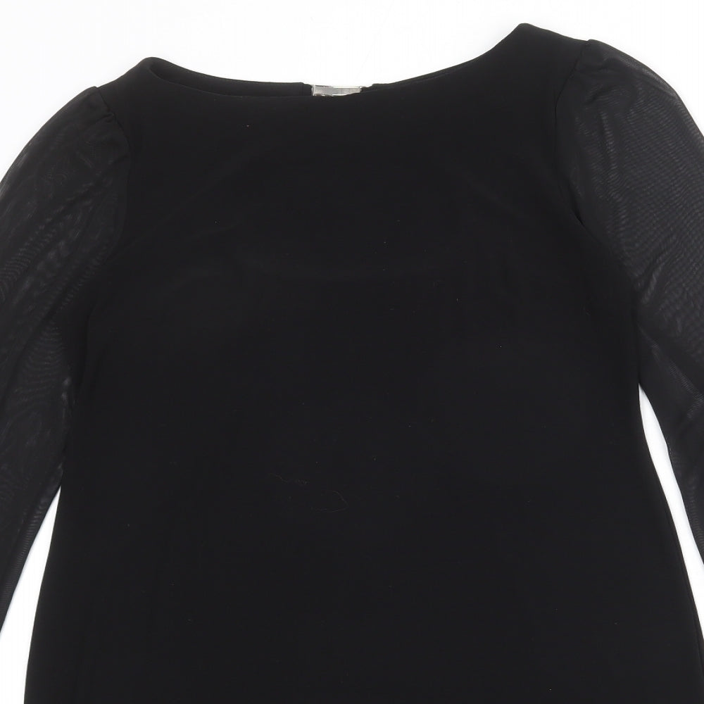 Billie & Blossom Womens Black Polyester A-Line Size 10 Boat Neck Pullover