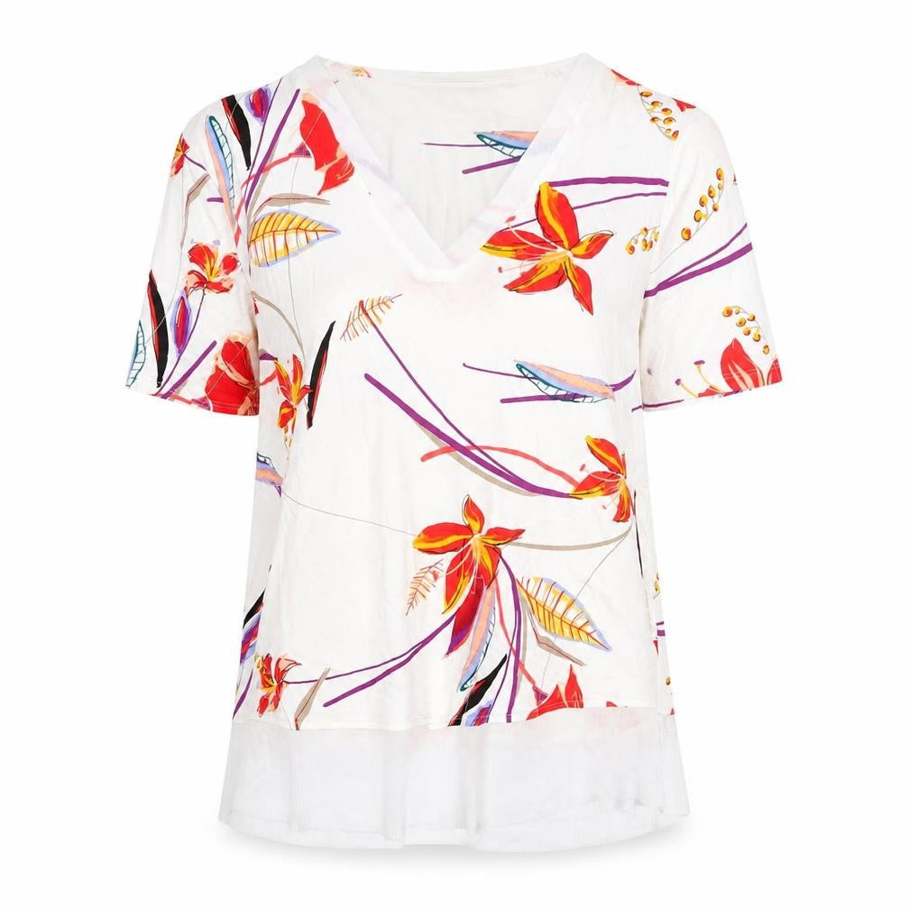Marks and Spencer Womens White Geometric Viscose Basic Blouse Size 10 V-Neck