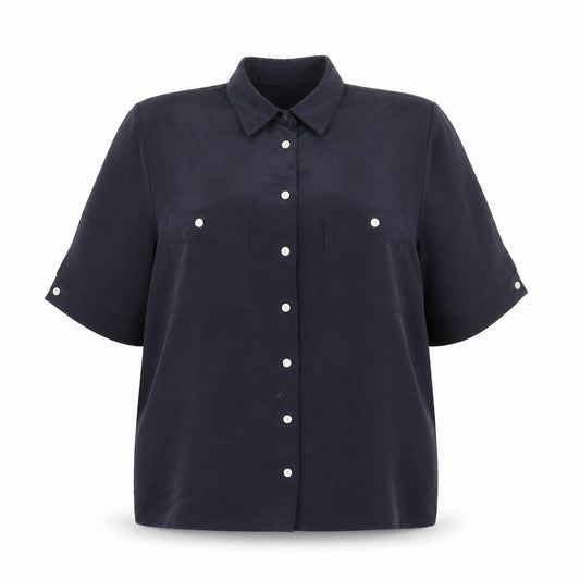 Womens UK Size 14 Planet Blue Basic Button-Up