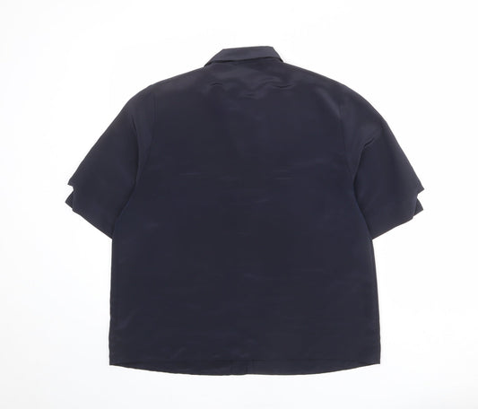 Womens UK Size 14 Planet Blue Basic Button-Up
