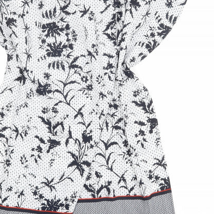 French Connection Womens White Geometric Polyester A-Line Size 8 V-Neck Tie