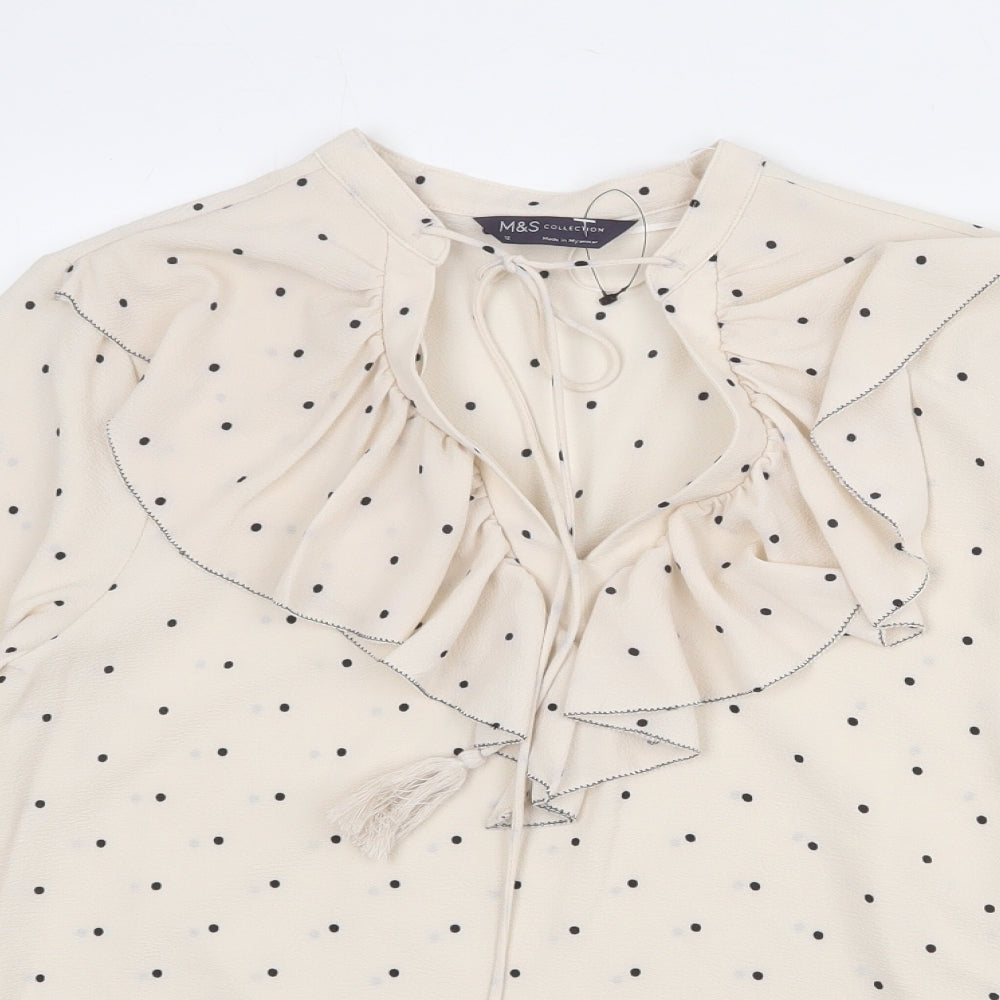 Womens UK Size 12 Marks and Spencer Beige Basic Blouse