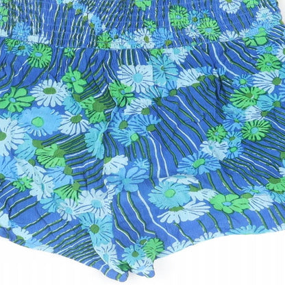 Urban Outfitters Womens Blue Floral Viscose Paperbag Shorts Size M Regular Pull On