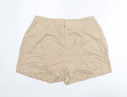 Dorothy Perkins Womens Beige Viscose Chino Shorts Size 18 Regular Zip