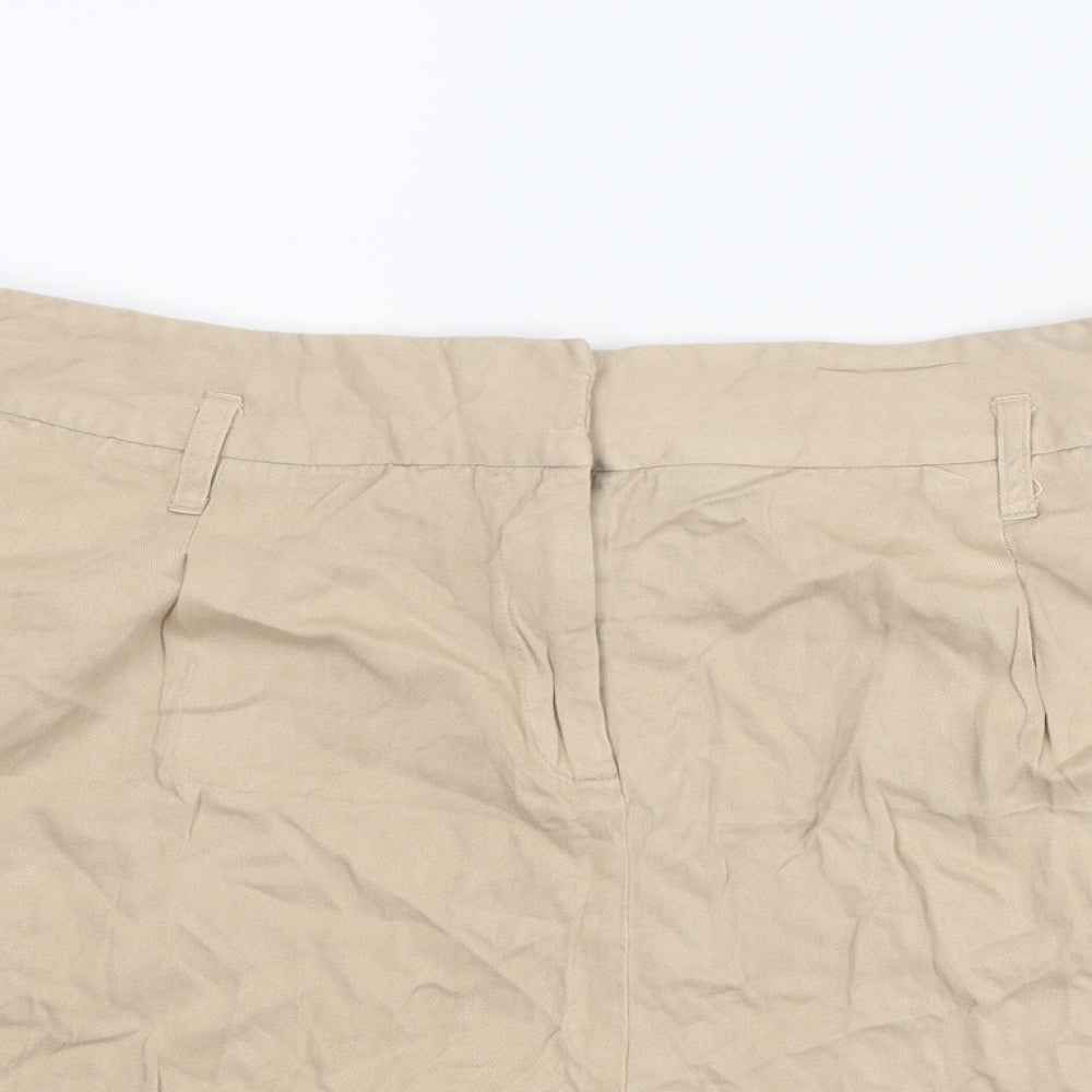 Dorothy Perkins Womens Beige Viscose Chino Shorts Size 18 Regular Zip