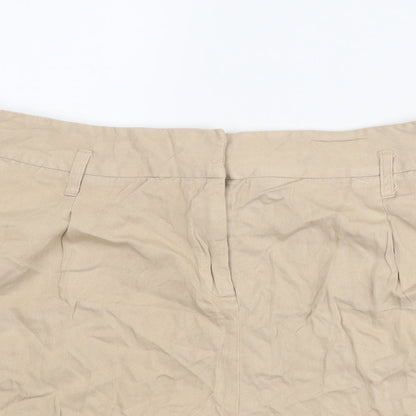Dorothy Perkins Womens Beige Viscose Chino Shorts Size 18 Regular Zip