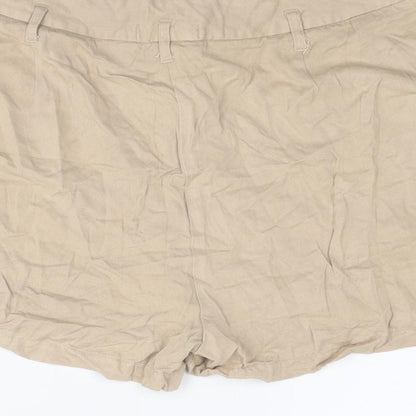 Dorothy Perkins Womens Beige Viscose Chino Shorts Size 18 Regular Zip