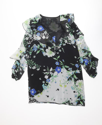 River Island Womens Multicoloured Floral Polyester Shift Size 12 V-Neck Pullover