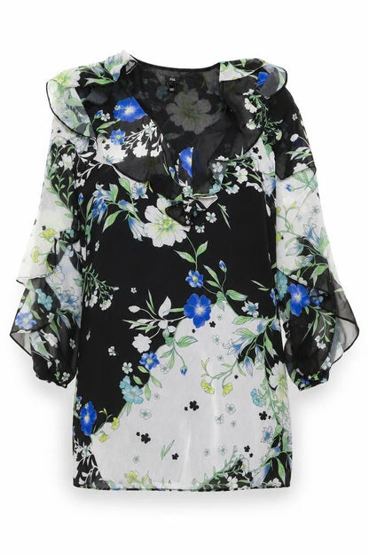 River Island Womens Multicoloured Floral Polyester Shift Size 12 V-Neck Pullover