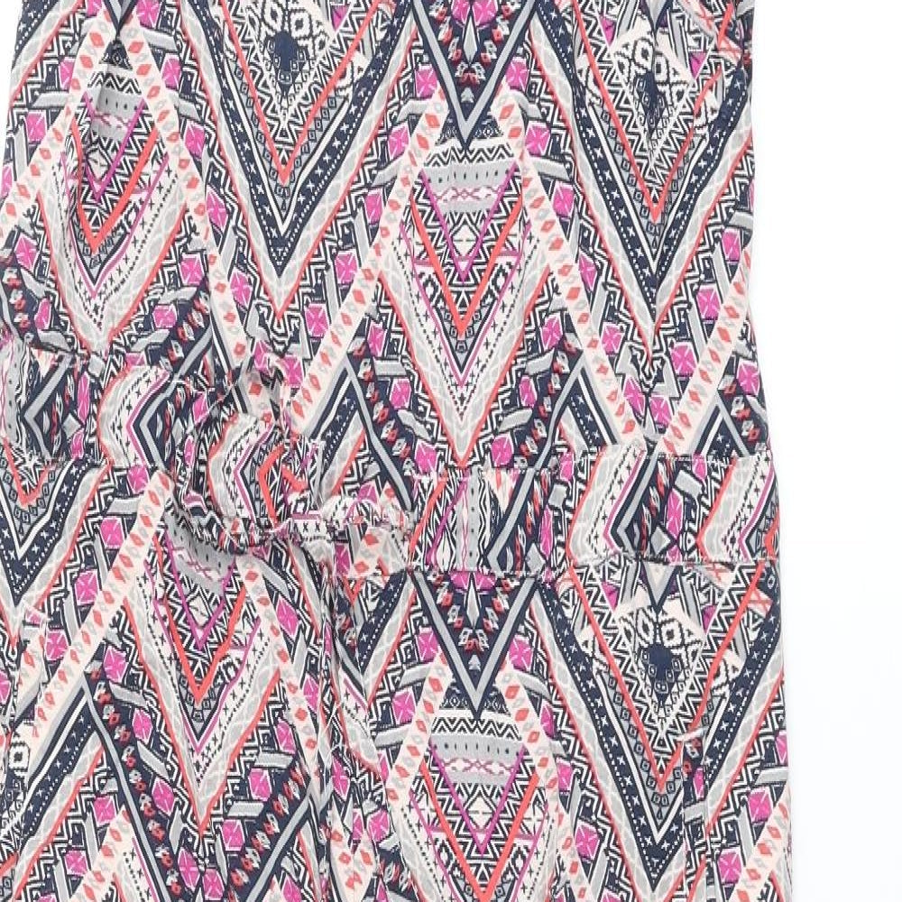 Monsoon Womens Multicoloured Geometric Viscose Jumpsuit One-Piece Size 12 L28 in Button