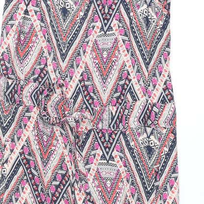 Monsoon Womens Multicoloured Geometric Viscose Jumpsuit One-Piece Size 12 L28 in Button