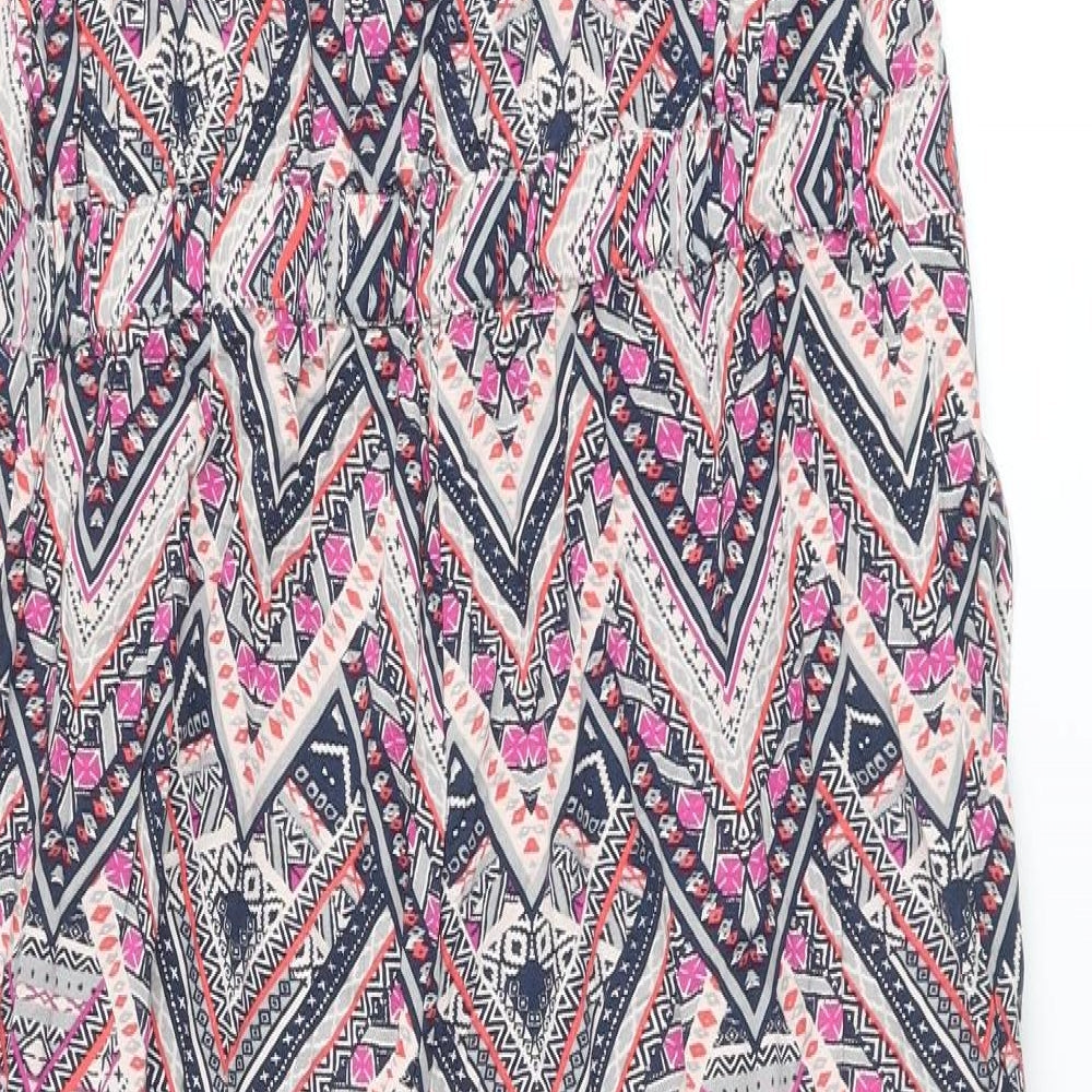 Monsoon Womens Multicoloured Geometric Viscose Jumpsuit One-Piece Size 12 L28 in Button