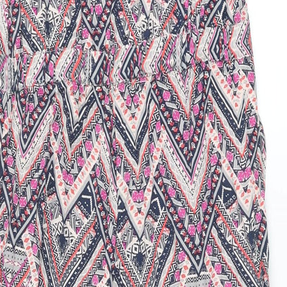 Monsoon Womens Multicoloured Geometric Viscose Jumpsuit One-Piece Size 12 L28 in Button