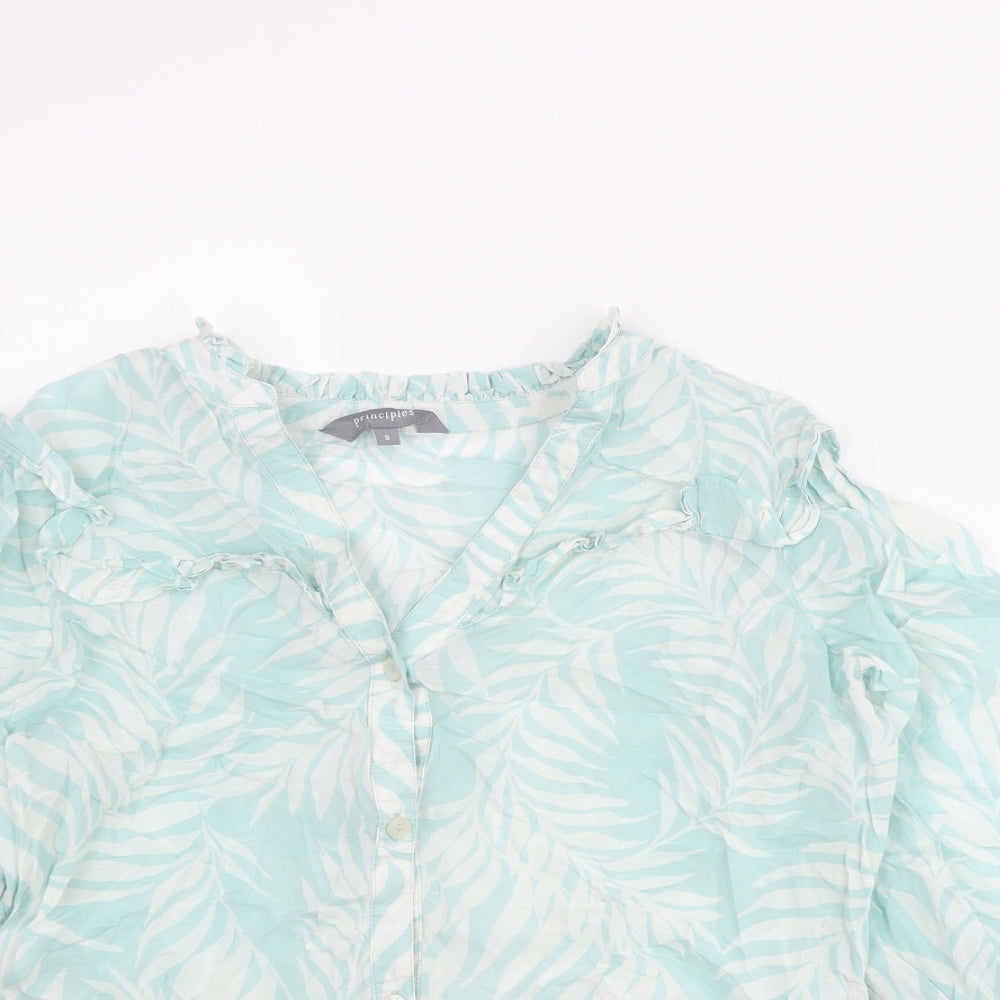 Womens UK Size 8 Principles Blue Basic Button-Up
