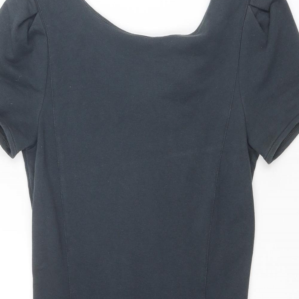 Oasis Womens Grey Cotton A-Line Size XS Round Neck Zip