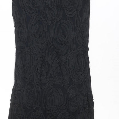 Phase Eight Womens Black Geometric Nylon A-Line Size 10 Square Neck Pullover