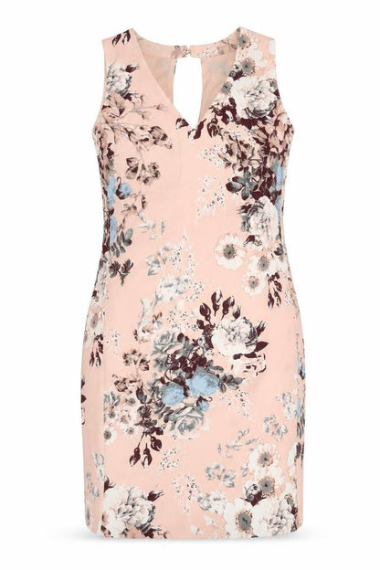 NEXT Womens Pink Floral Polyester A-Line Size 10 V-Neck Zip