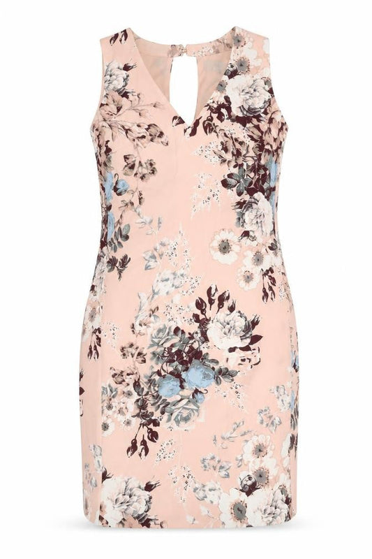 NEXT Womens Pink Floral Polyester A-Line Size 10 V-Neck Zip